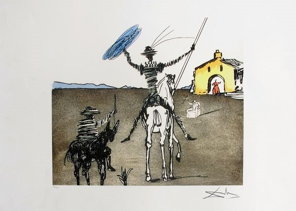 Salvador Dali Don Quixote Impossible Dream Signed: Salvador Dali Giclee Titled "Impossible Dream” From The Don Quixote Suite. This Piece Is Facsimile Signed On The Lower Right Which Means It Has A Copy Of Dali’s Signature On It. Pencil Numbered Fr