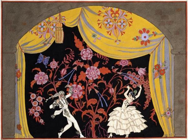 GEORGES BARBIER - THE FLAMENCO: Georges Barbier - The Flamenco - 36 X 26 3/4 In. - Giclée Print - Gallery Stretched - Ready to hang.