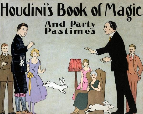 HARRY HOUDINI - HOUDINI'S BOOK OF MAGIC AND PARTY: Harry Houdini - Houdini's Book Of Magic And Party Pastimes - 36 X 28 3/4 In. - Giclée Print - Gallery Stretched - Ready to hang.
