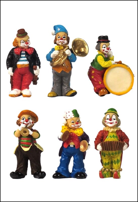SIX MUSICAL CLOWNS: Six Musical Clowns - Material - Poly Stone - Size - (h) 3 1/4