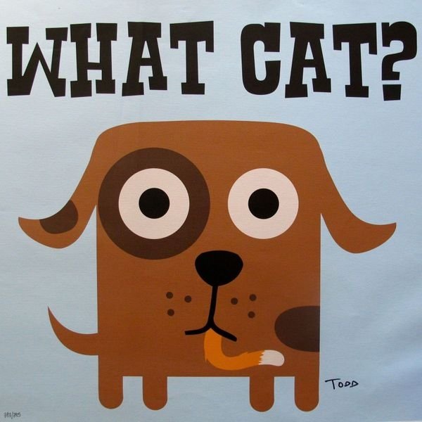 Todd Goldman "What Cat?” Hand Signed Limited Edition: You Will Be Bidding On A Hand Signed Large Original Giclee On Canvas Titled "What Cat” By Todd Goldman. This Piece Is Numbered From An Edition Of 395. Hand Signed By The Artist. Canvas Image Size: 2