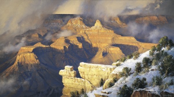 March, Yavapai Point by Robert Peters: March, Yavapai Point by Robert Peters -- Giclee on Canvas - Signed & Numbered Dimensions: 20 x 36 Edition Size: 195