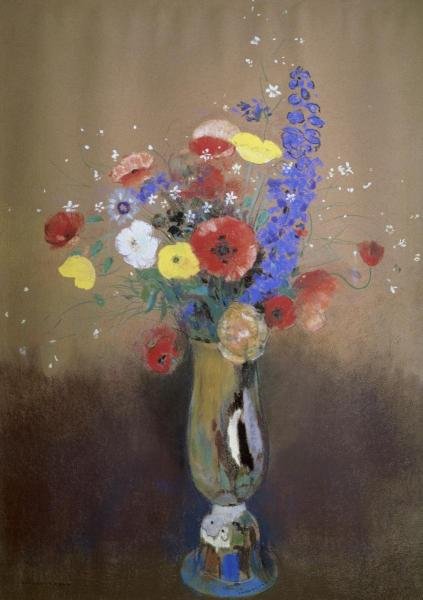 VASE OF FLOWERS FROM A FIELD…ODILON REDON: Odilon Redon - Vase Of Flowers From A Field - 28 1/4 X 40 In. - This Gicle On Canvas Is Gallery Stretched And Ready To Hang