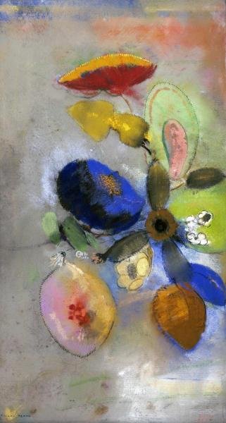 FLOWERS…ODILON REDON: Odilon Redon - Flowers - 21 3/8 X 40 In. - This Gicle On Canvas Is Gallery Stretched And Ready To Hang