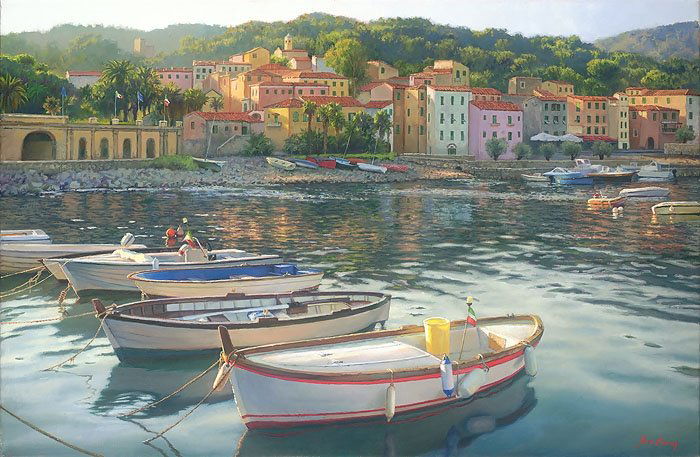 June Carey - Rio Marina: June Carey - Rio Marina - Hand Signed - Limited Edition Print - Image Size: 23"w X 15"h. Limited Edition Of: 150 - Leave Your Cell Phone Behind And Fall Off The Grid With June Careys "rio Marina." A M