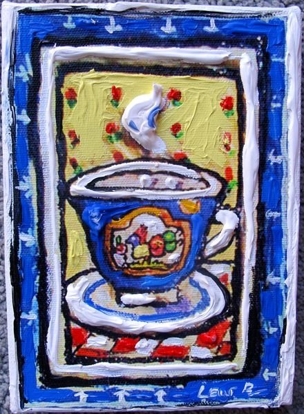 Leslie Lew "Tea Cup & Saucer” Hand Signed Original (1 of 1)