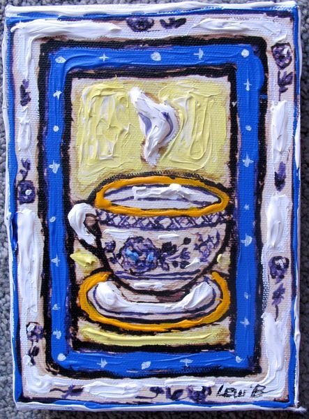 Leslie Lew "Blue Dot Cup” Hand Signed Original Mixed (1 of 1)