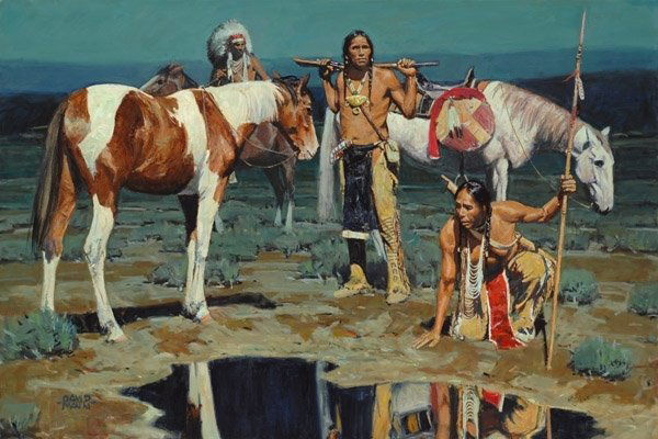 David Mann - Shod Horses and Boot Prints: David Mann - Shod Horses and Boot Prints Giclee on Canvas, Open Edition Signed Dimensions: 10 x 15 Edition Size: Open