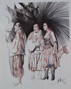 Raymond Moretti Sancho Hand Signed Limited Edition: Hand Signed Original Lithograph By Raymond Moretti Titled "Sancho”. This Piece Is Both Hand Signed By The Artist. This Piece Is Numbered 52/199. Printed On Arches Rag Vellum Paper. Paper Measures 21