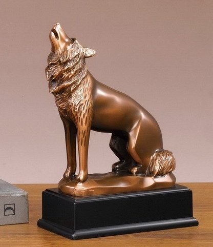 Wolf: Description: 6"wx9"h Wolf…..Electroplated Bronze Sculpture