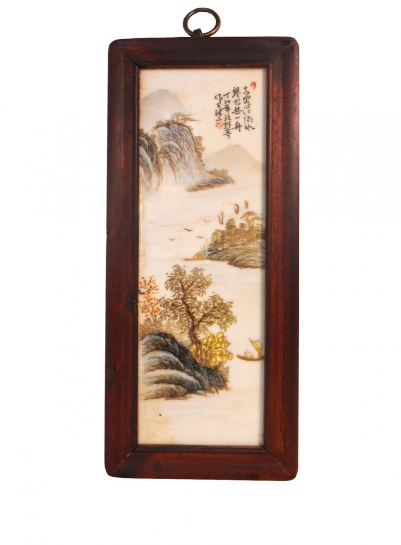 Chinese hand painted porcelain panel: Chinese hand painted porcelain panel_