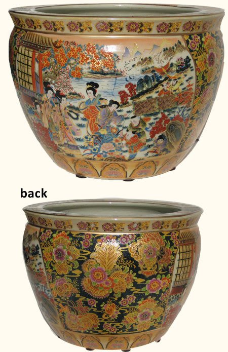 Chinese Porcelain Fishbowl Planters in Satsuma Geishas (1 of 1)