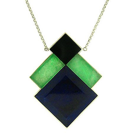 Burmese Green Lapis Mix Jade Necklace (1 of 1)