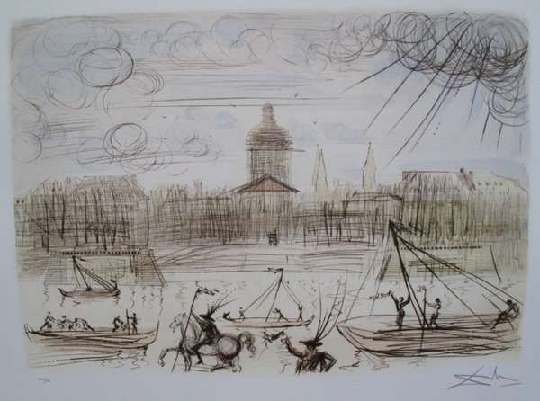 Salvador Dali: Salvador Dali Academy Of France Limited Edition Facsimile Signed Lithograph