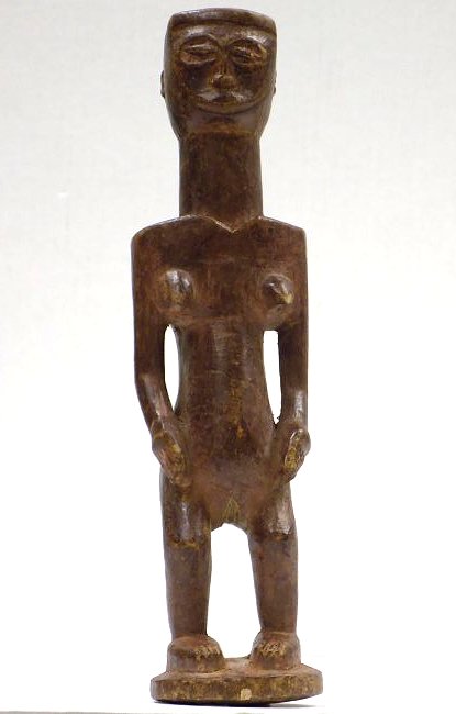 WEST AFRICAN CARVED FEMALE FIGURAL STATUE: Antique West African Carved Female Figural Statue. Height 11 1/2"