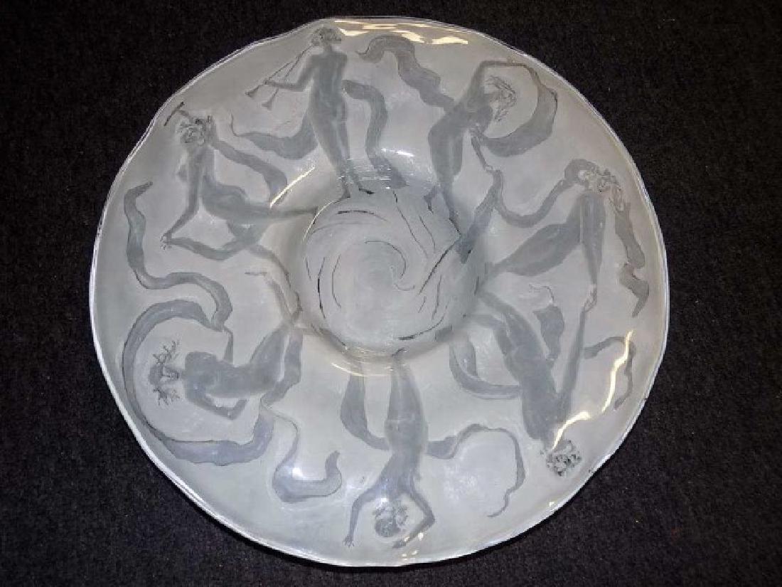 LALIQUE STYLE DANCING NUDES CAMEO GLASS CHARGER (1 of 6)