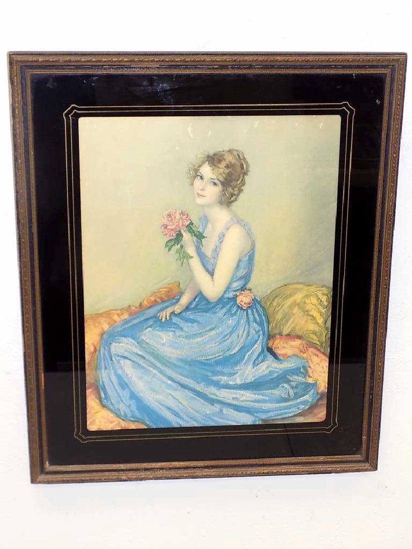 VICTORIAN MAIDEN PRINT EGLOMISE FRAMED (1 of 3)