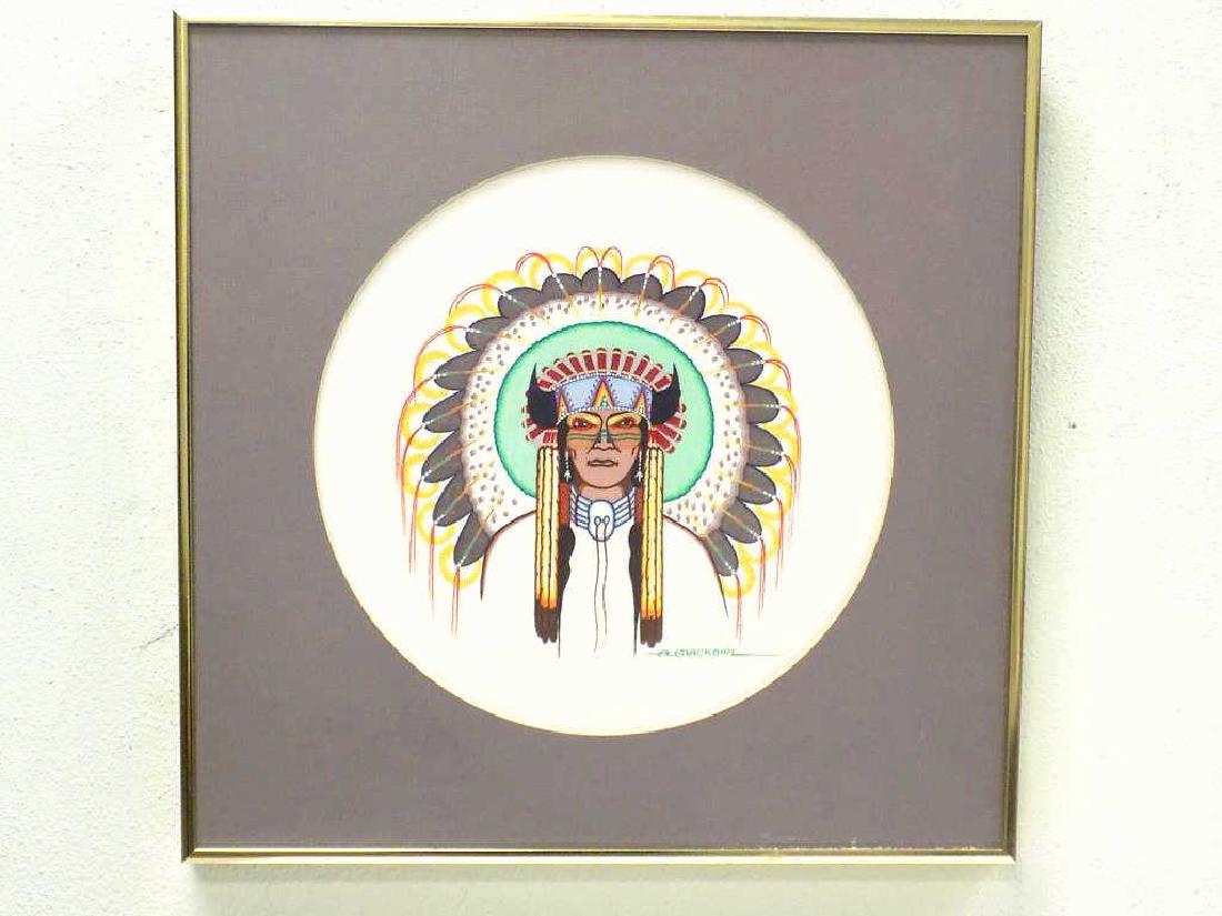 A. BLACKOWL - INDIAN CHIEF WATERCOLOR (1 of 3)