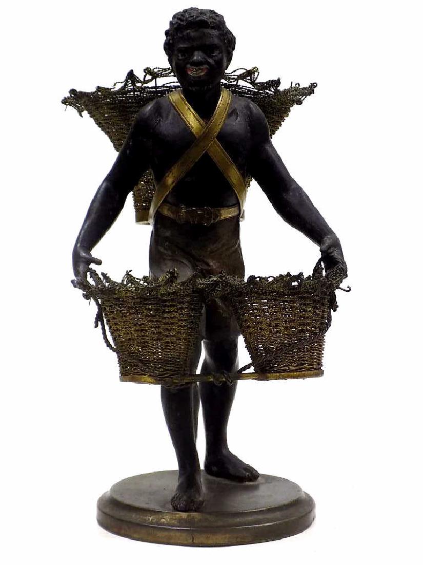 ANTIQUE BLACKAMOOR BASKET CARRIER STATUE (1 of 4)