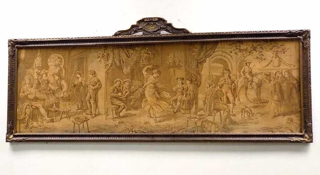 ANTIQUE SPANISH SCENE FRAMED TAPESTRY (1 of 4)