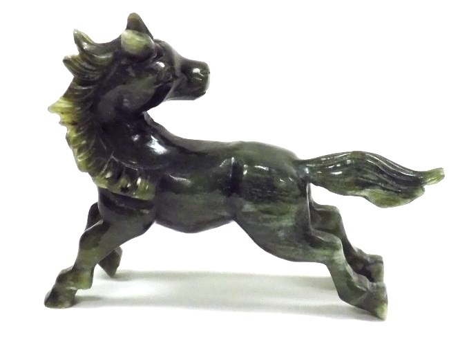 CHINESE CARVED SPINACH JADE RUNNING HORSE (1 of 2)