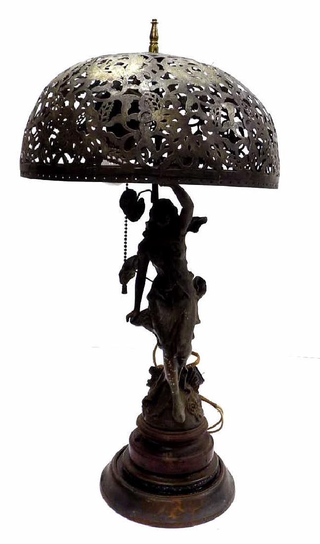 MOREAU - VICTORIAN MAIDEN WHITE METAL PARLOR LAMP (1 of 4)