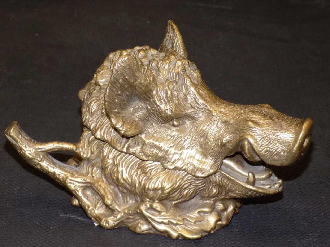 RUSSIAN BOAR BRONZE INKWELL (1 of 3)
