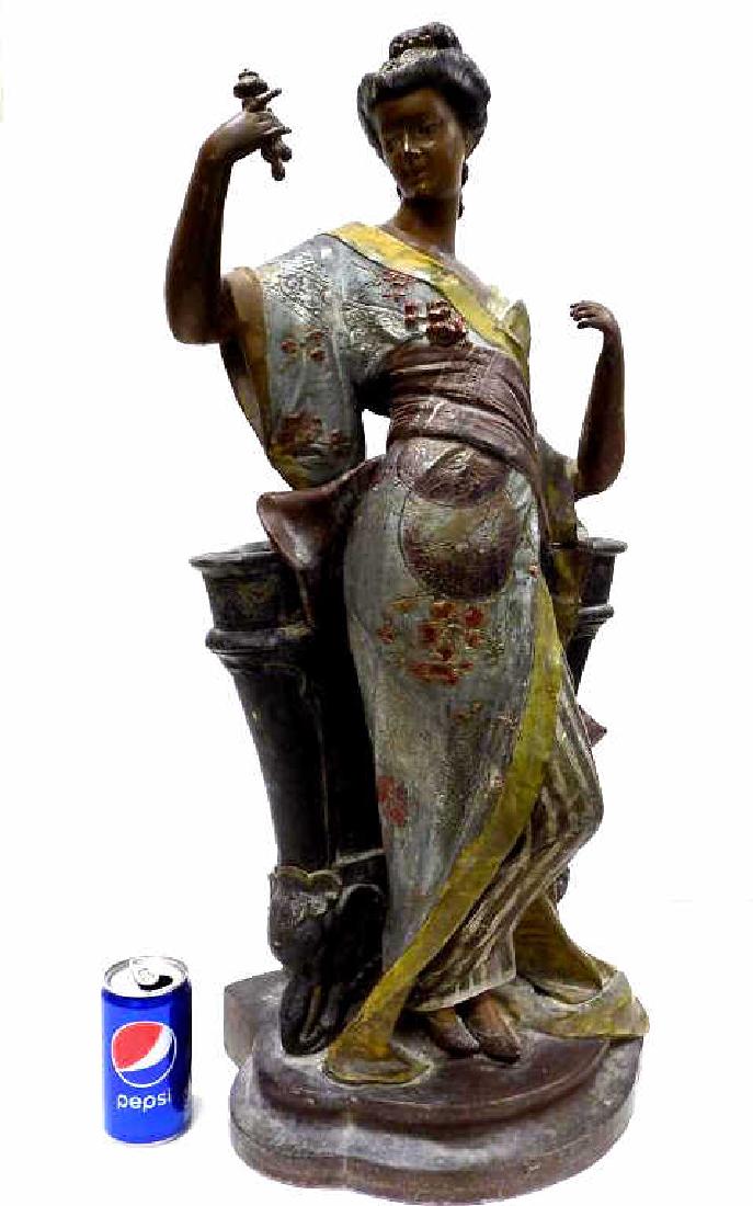 C.H. MASSE 19TH C. ORIENTAL GIRL BRONZED STATUE (1 of 9)
