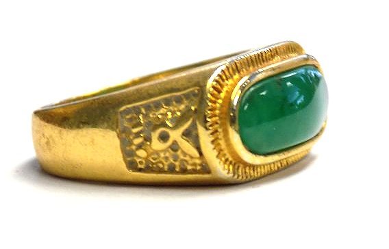 CHINESE GOLD VERMEIL JADEITE RING (1 of 3)