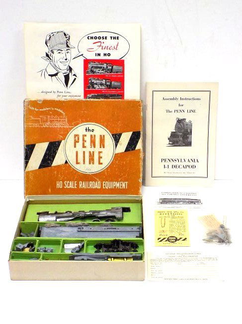 PENN LINE HO SCALE RAILROAD TRAIN SET: The Penn Line HO Scale Railroad Train Equipment Boxed Set. Manufactured in Boyertown PA. Complete with instructions, ads etc.