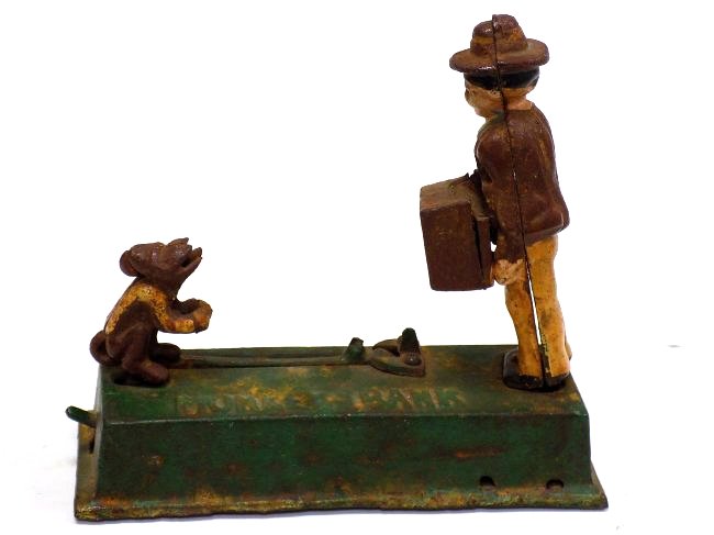 MECHANICAL CAST IRON MONKEY BANK (1 of 2)