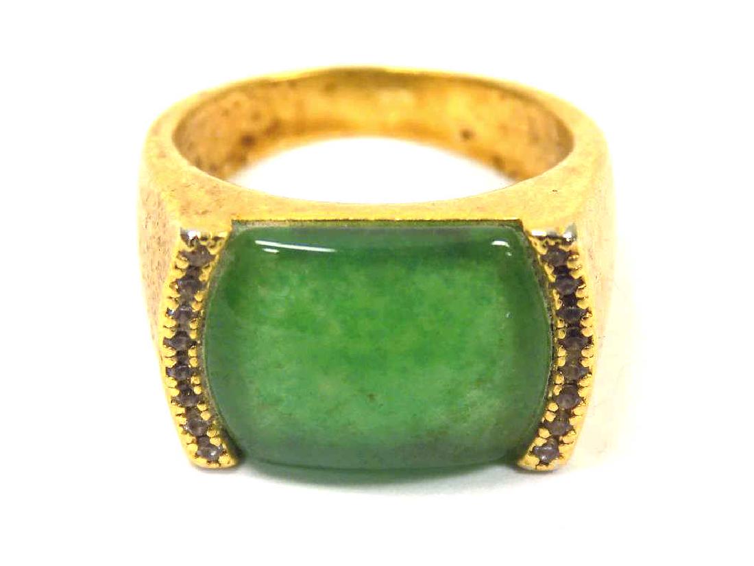 CHINESE GOLD VERMEIL JADEITE GREEN RING (1 of 2)