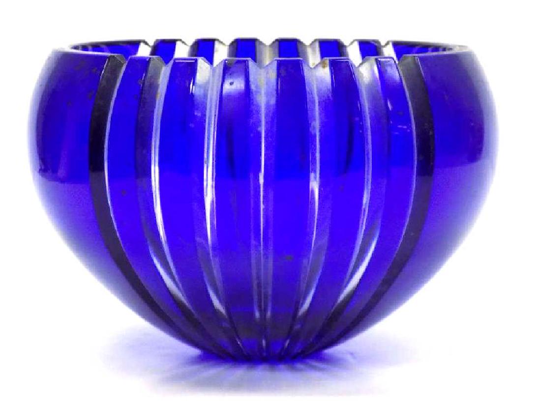 ART DECO BLUE COBALT CUT CRYSTAL BOWL (1 of 1)