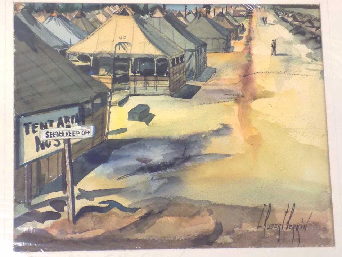 C. ROBERT PERRIN - ARMY BASE W/C PAINTING (1 of 2)