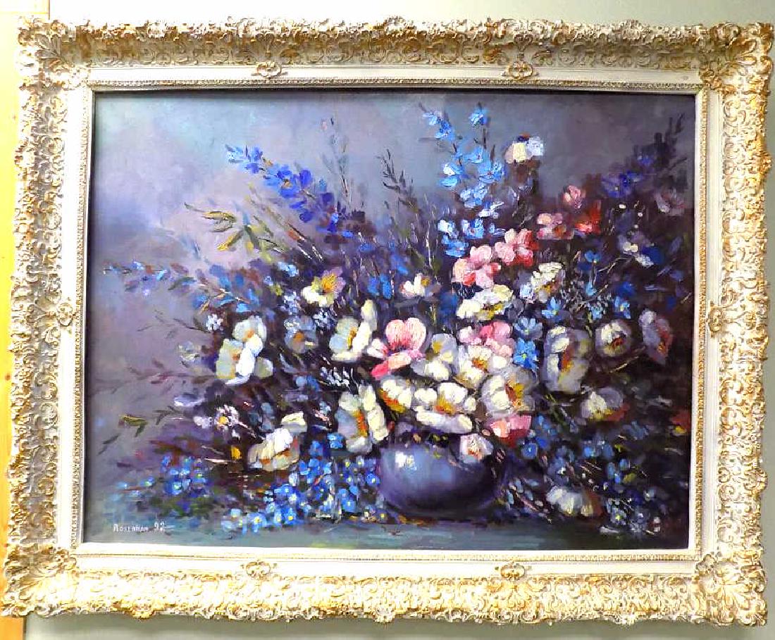 ROBERMAN - BIG DETAILED FLORAL STILL LIFE PAINTING (1 of 3)