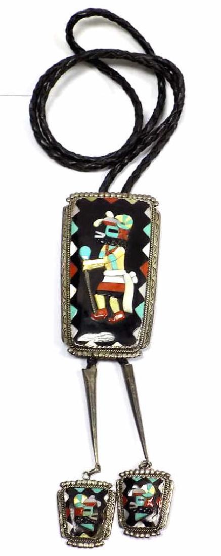 ELSA TE- AMERICAN INDIAN ZUNI SILVER & STONE BOLO (1 of 5)