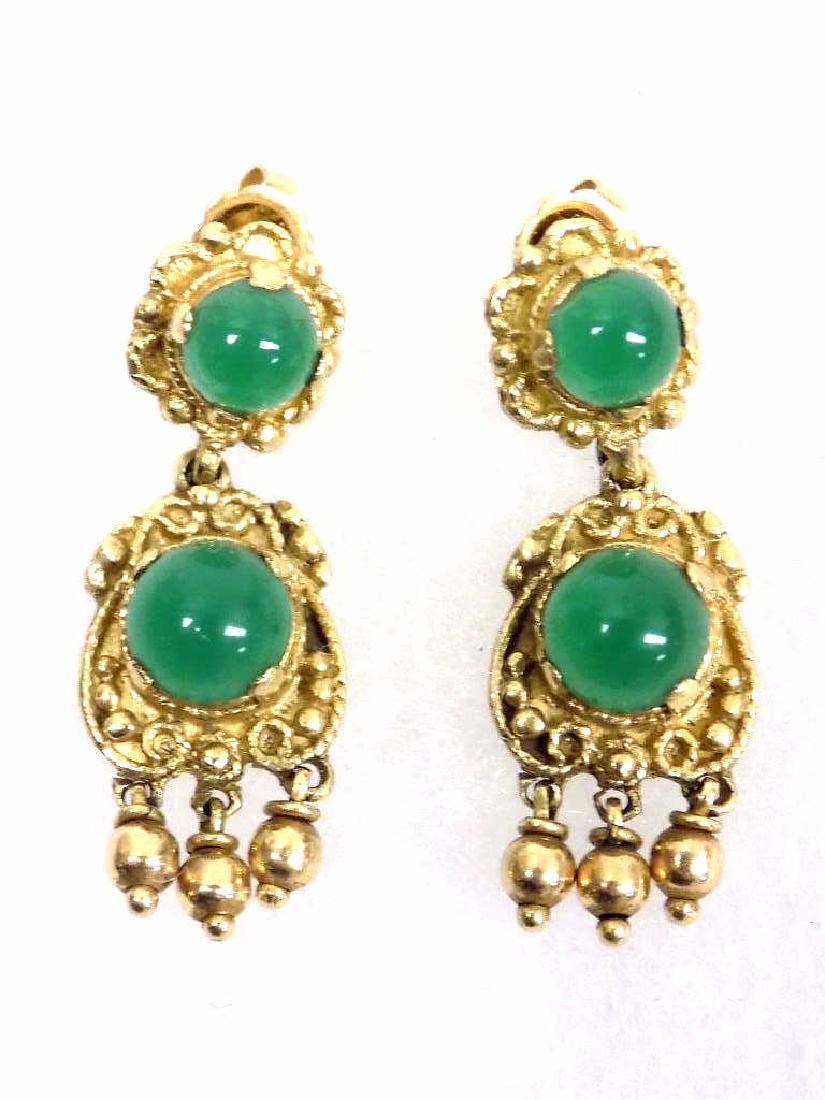 14K YELLOW GOLD & JADE FANCY DANGLE EARRINGS (1 of 2)