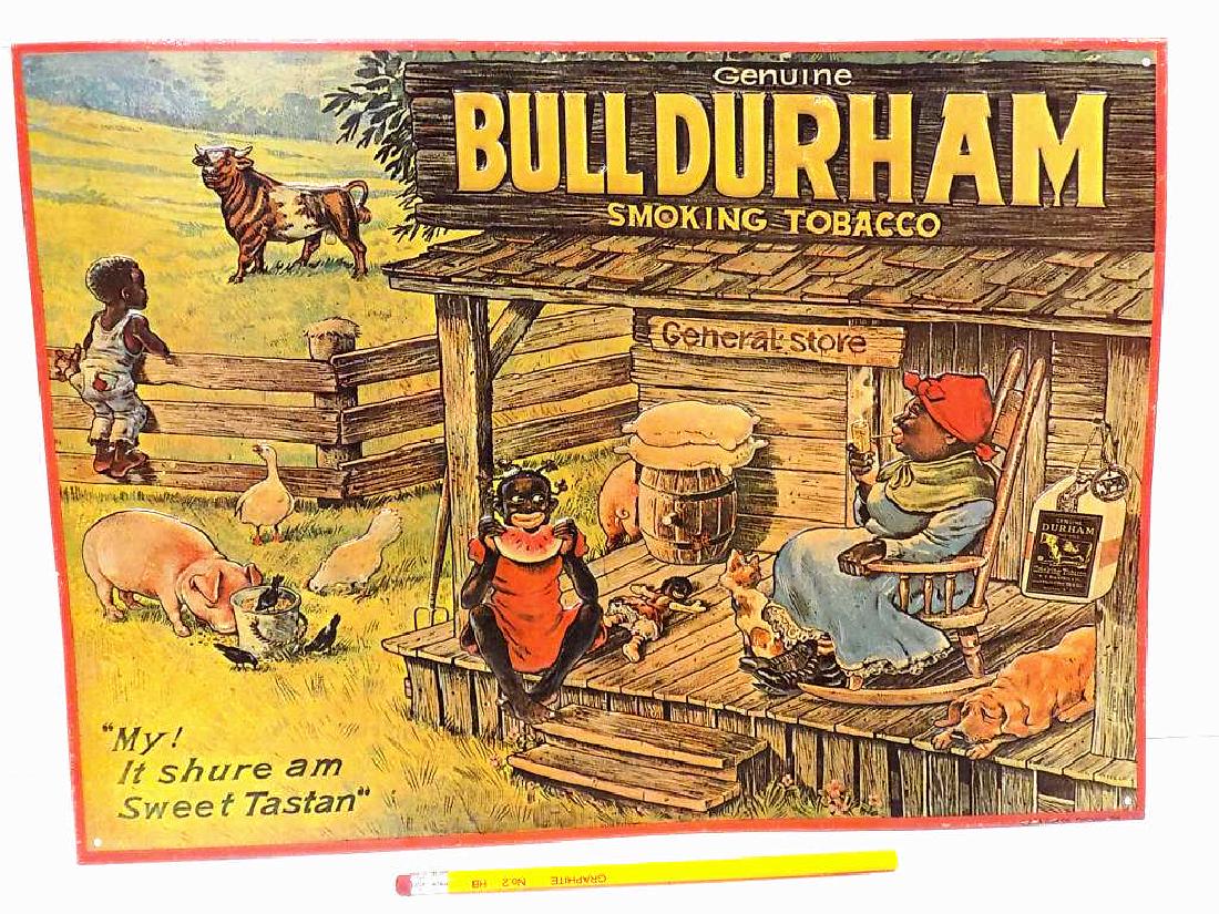 BULL DURHAM SMOKING TOBACCO ADVERTISING SIGN (1 of 2)
