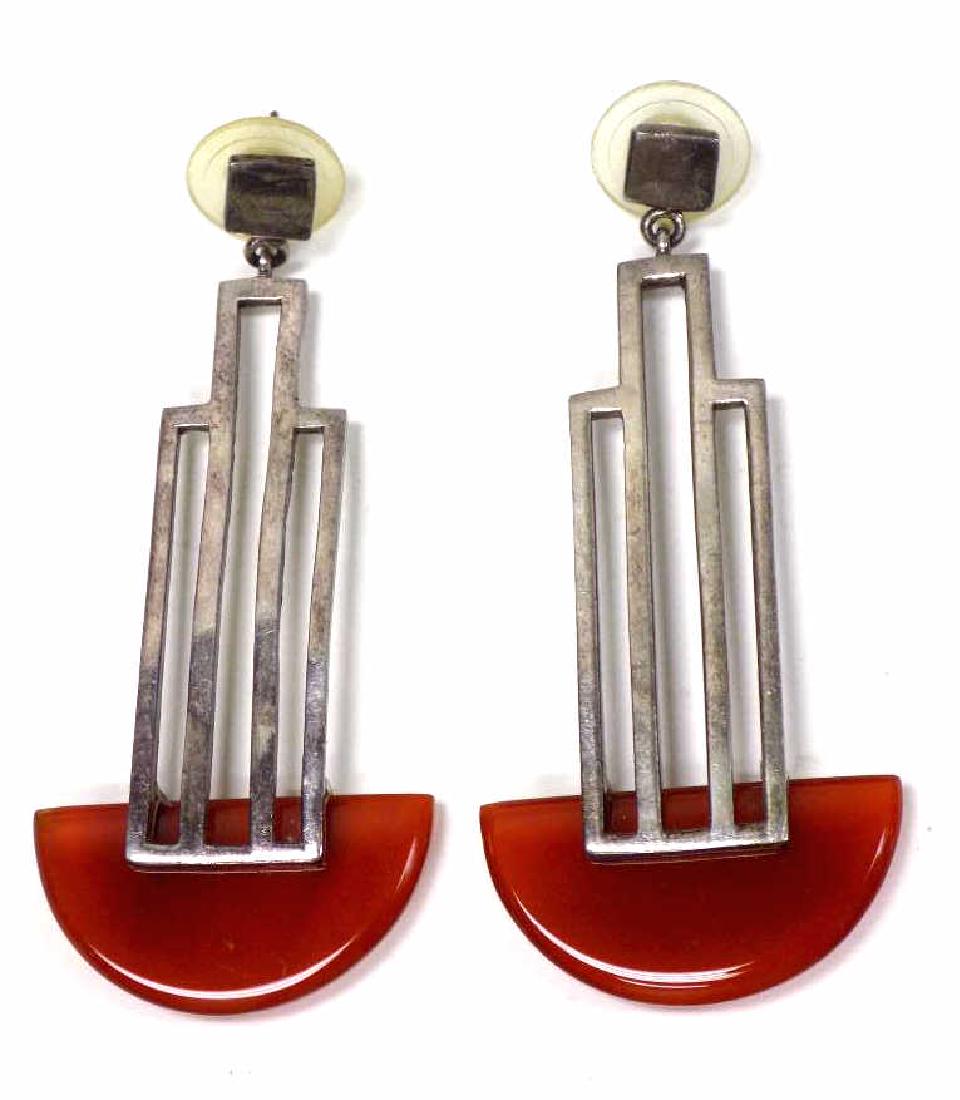 VINTAGE ART DECO STERLING DANGLE EARRINGS (1 of 1)