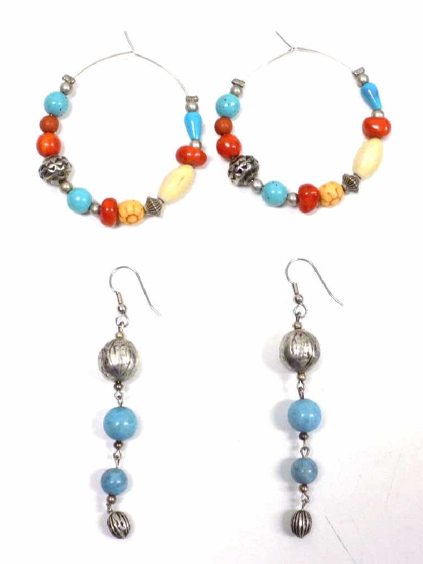 SOUTHWESTERN SILVER TURQUOISE CORAL EARRINGS (1 of 2)