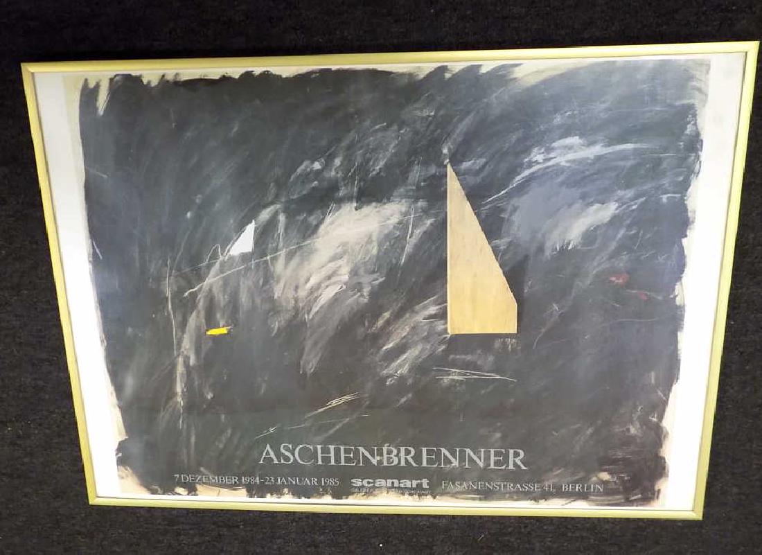 ASCHENBRENNER - ABSTRACT EXHIBITION POSTER: Lennart Aschenbrenner - Swedish b1943- Midcentury Abstract Scanart Exhibition Poster Berlin 1984-1985. 20" x 28"