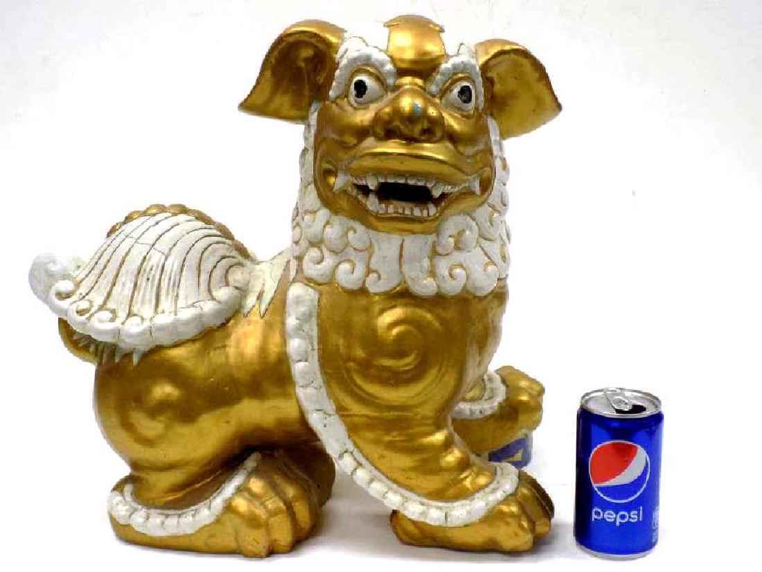BIG CHINESE GILT TEMPLE FOO DOG (1 of 4)