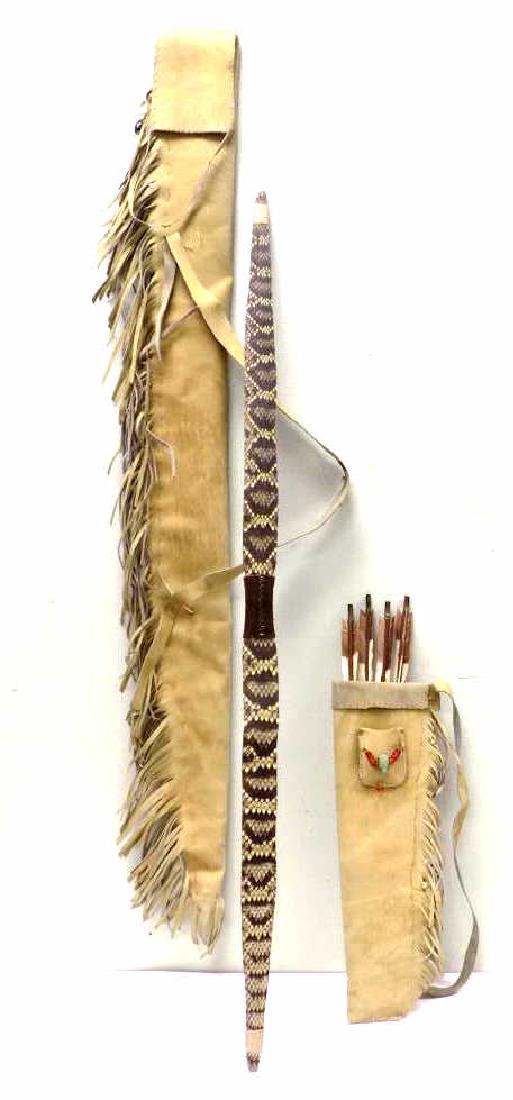 AMERICAN INDIAN RATTLESNAKE BOW & ARROW SET (1 of 9)