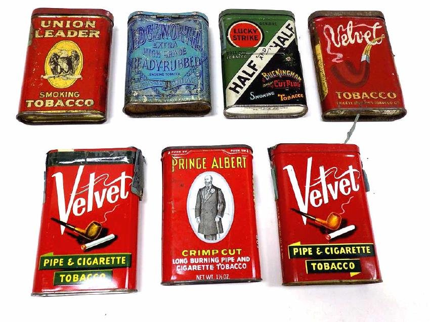 GROUP OF 7 ANTIQUE TOBACCO ADVERTISING TIN BOXES (1 of 1)