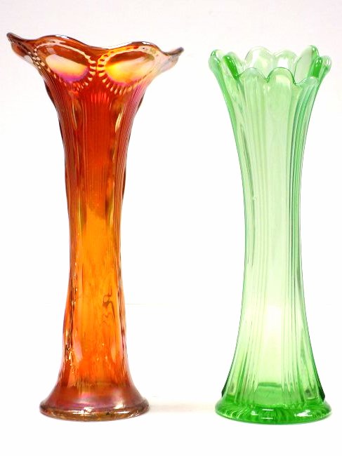 PAIR ART NOUVEAU CARNIVAL GLASS VASES (1 of 2)