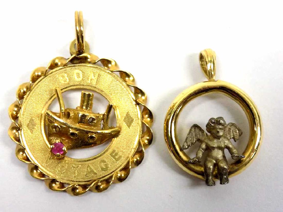 TWO 14K YELLOW GOLD NECKLACE PENDANTS (1 of 1)