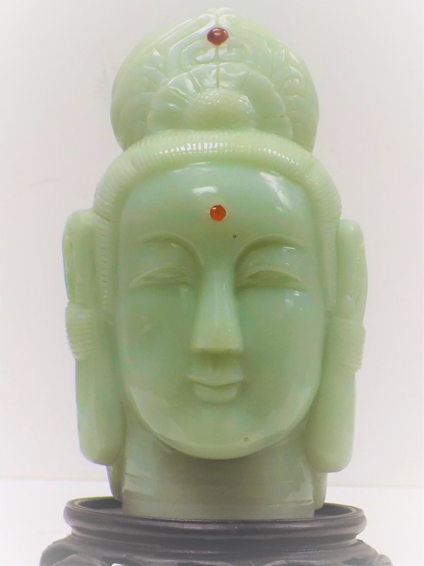 CHINESE CARVED JADE HEAD OF GODDESS KUAN YIN GUAN YIN (1 of 5)