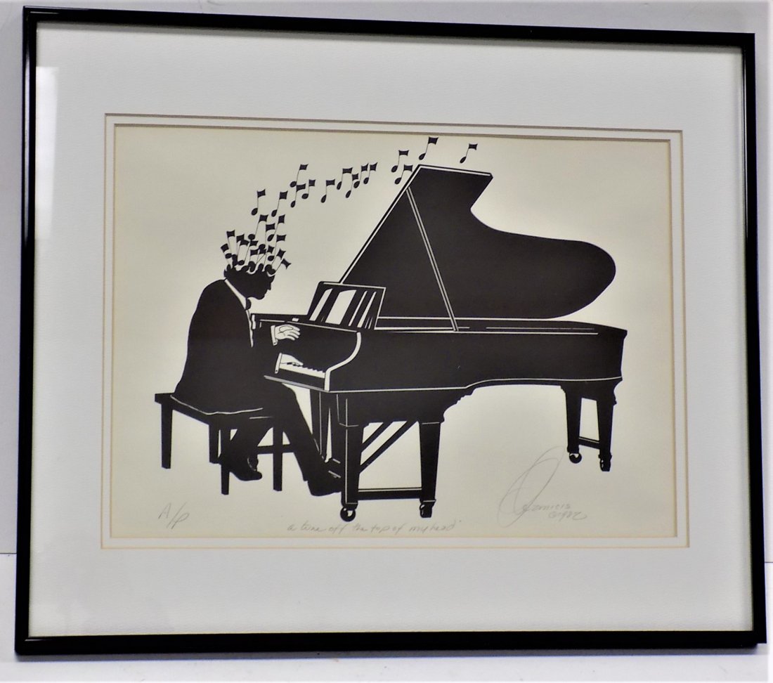 MODERN ART  PIANO PLAYER ARTIST PROOF LITHOGRAPH (1 of 4)