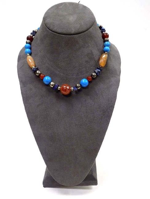SOUTHWESTERN SILVER TURQUOISE & STONE NECKLACE (1 of 4)