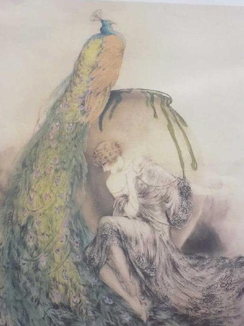 ICART - ART DECO LADY WITH PEACOCK LITHOGRAPH (1 of 5)